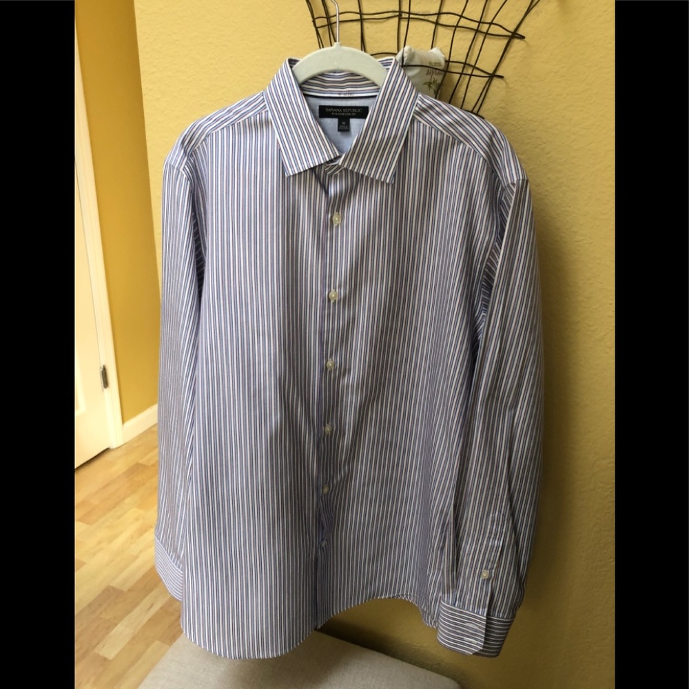 Banana Republic Mens Striped Long Sleeve Shirt - Picture 4 of 8